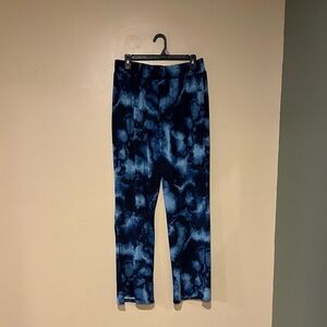 Lularoe Cozy Dana Blue Tie Dye Loungepants Slit Bottoms Wide Leg Size Large